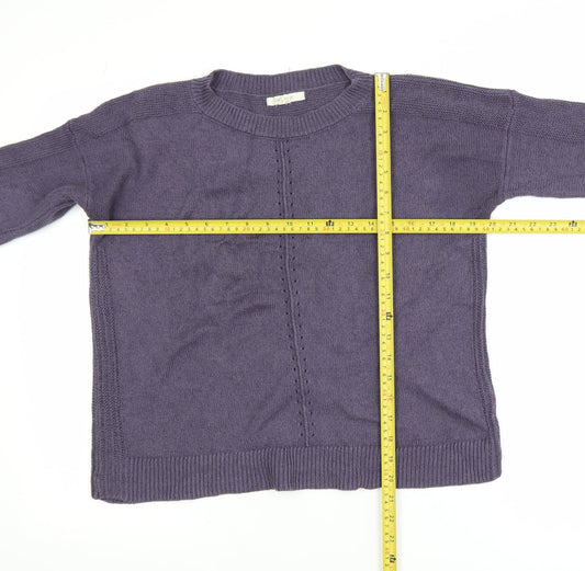 White Stuff Women’s Purple Cotton Linen Crew Neck Jumper Size 10