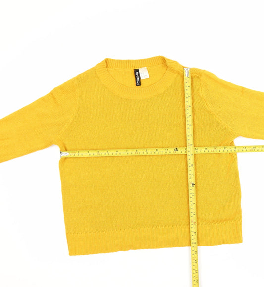 H&M Women’s Yellow Crew Neck Acrylic Knit Jumper XS