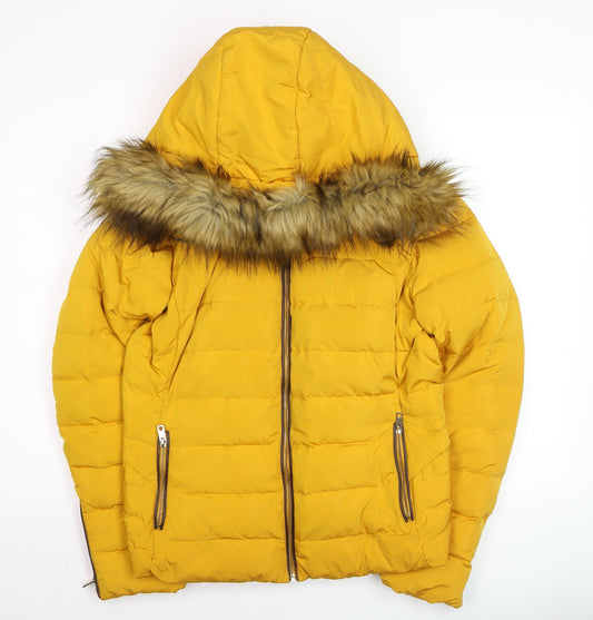 Womens UK Size XL Zara Yellow Puffer Jacket