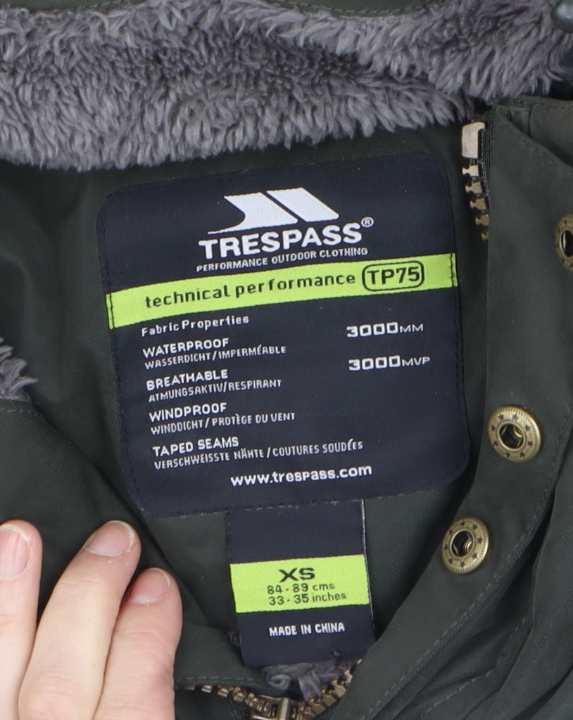 Mens UK Size XS Trespass Green Parka Coat