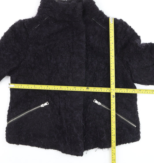Womens UK Size 16 Whistles Black Biker Coat