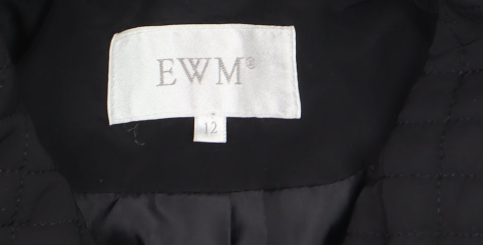 Womens UK Size 12 EWM Black Quilted Coat