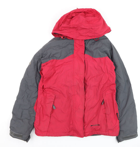 Mountain Life Women Red Grey Waterproof Ski Jacket Size 8 Hooded