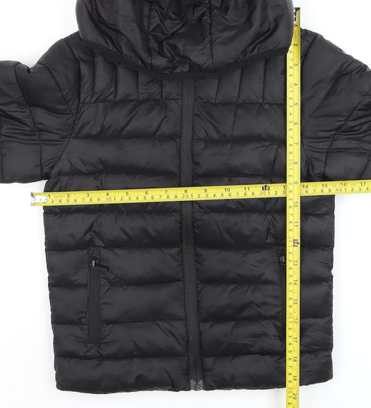 Explore Boys Black Hooded Puffer Jacket 7 Years Winter Quilted Coat