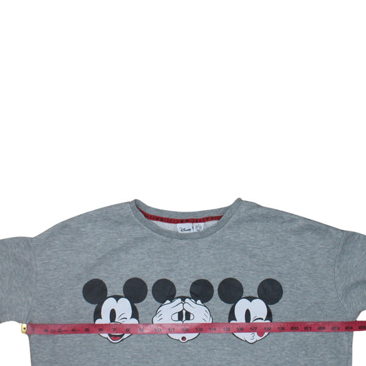 Disney Primark Women's Grey Mickey Mouse Pullover Sweatshirt Size S 10/12
