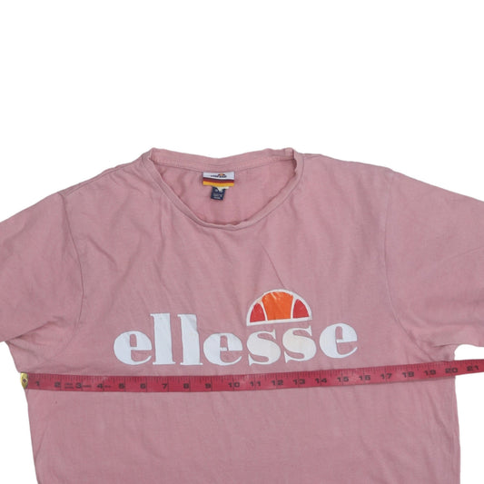 Ellesse Womens Pink Short Sleeve Cotton Logo T-Shirt Size 10