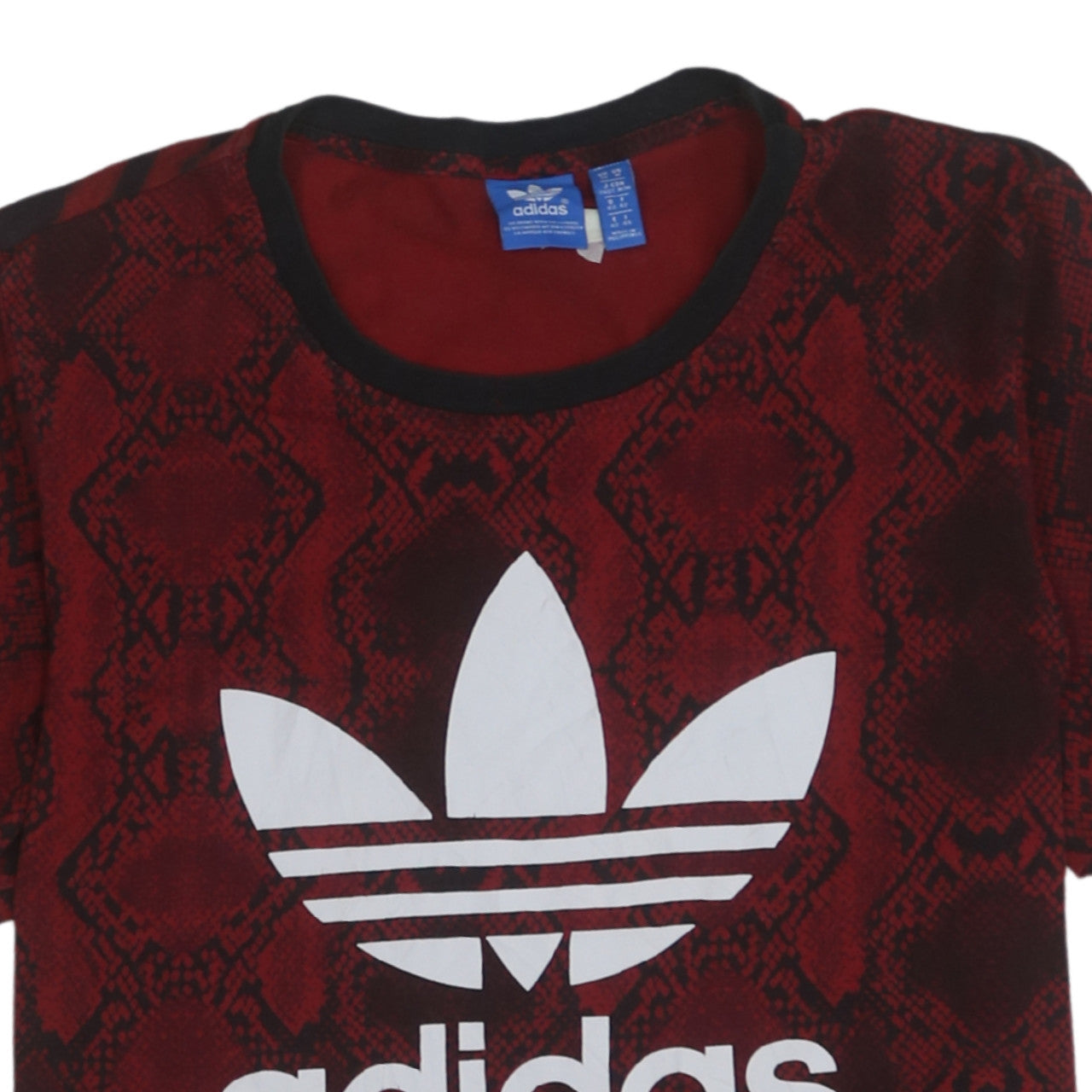 Adidas Women Red Animal Print Logo T-Shirt Size 14