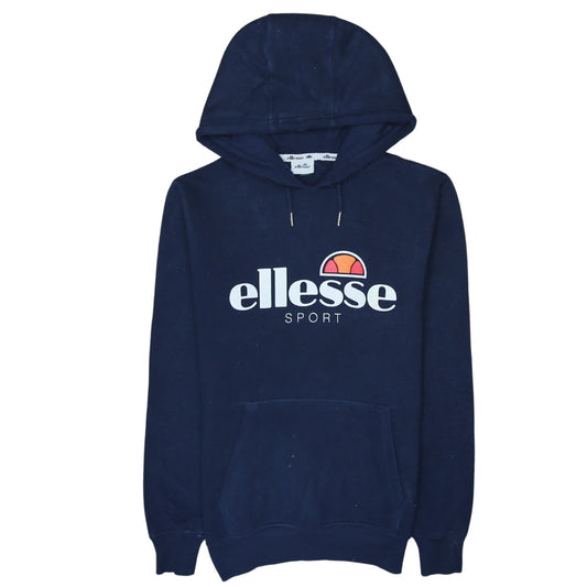 Additional front view of Ellesse Women’s Navy Blue Pullover Hoodie, size M, Cotton Blend Sport Style