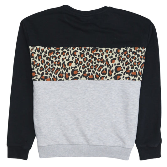 FILA Womens Black Grey Animal Print Sweatshirt Size S
