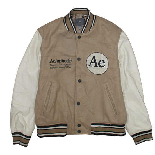 Mens UK Size M H&M Beige Varsity Jacket