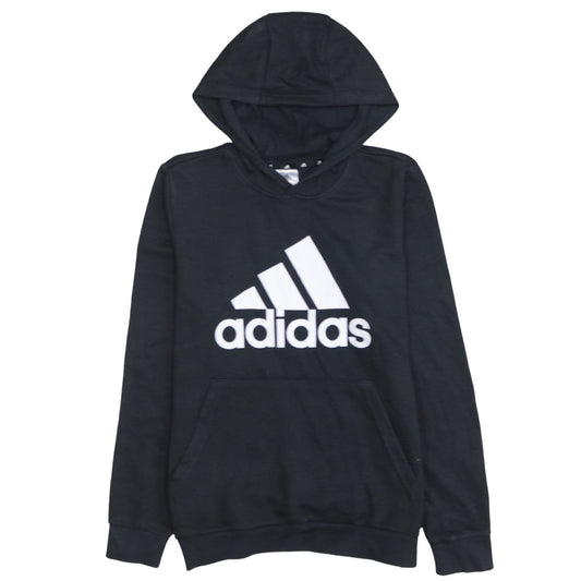 Additional front view of Adidas boys’ black pullover hoodie 13-14 years cotton blend logo print