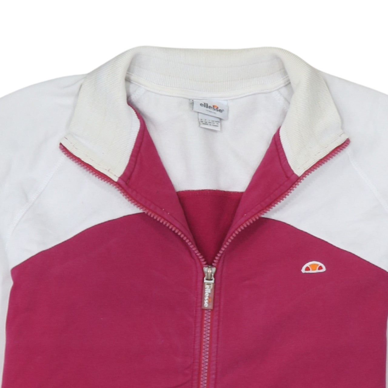 Additional view of Ellesse women’s pink white bomber jacket m full zip retro sports style