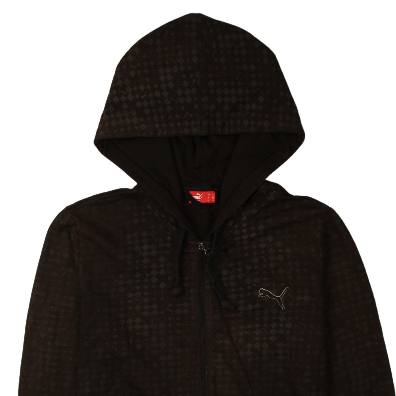 Puma Women Black Full Zip Hoodie Size 14 Graphic Print Cotton Blend