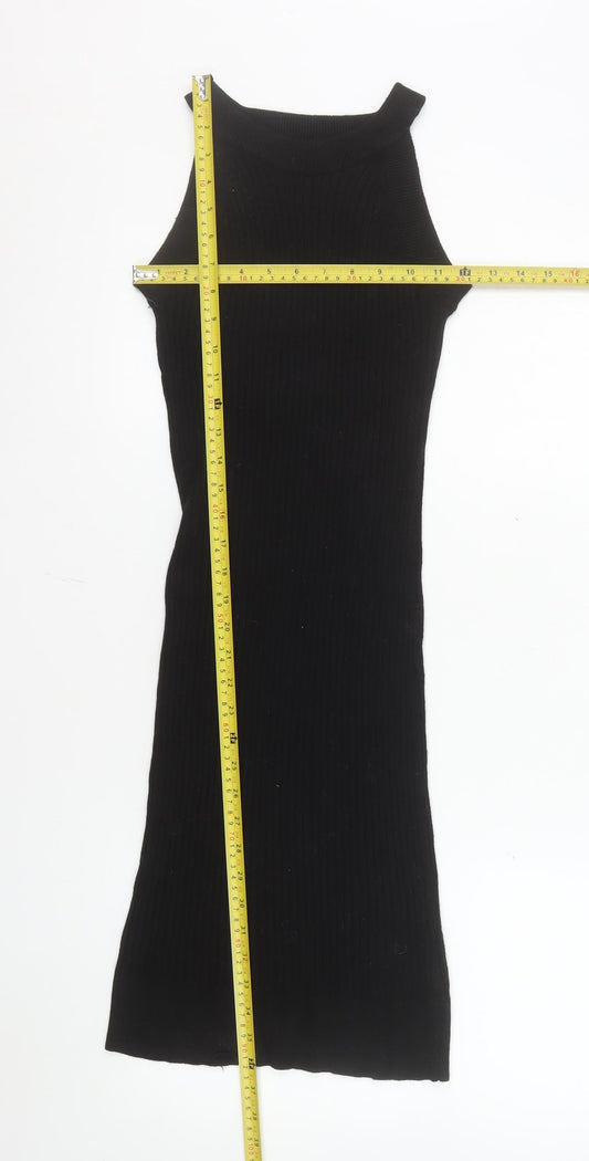 Brave Soul Women's Black Midi Bodycon Sleeveless Knit Dress M