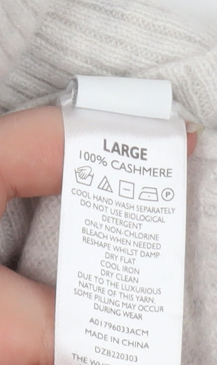 The White Company Women’s Ivory Cashmere Roll Neck Jumper L