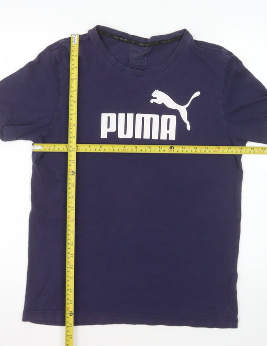 Puma Men's Navy Blue Cotton Crew Neck Short Sleeve T-Shirt M