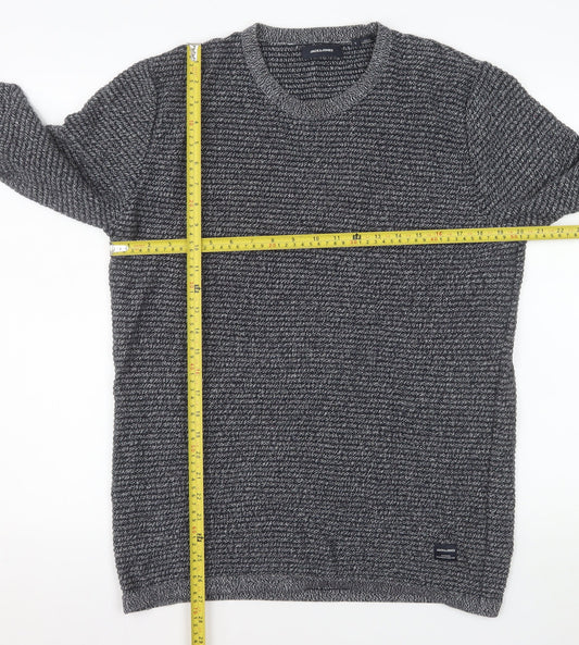 Jack & Jones Men's Grey Knit Cotton Pullover Sweatshirt L