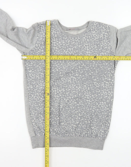 Dorothy Perkins Women Grey Animal Print Jersey Long Sleeve Top Size 6