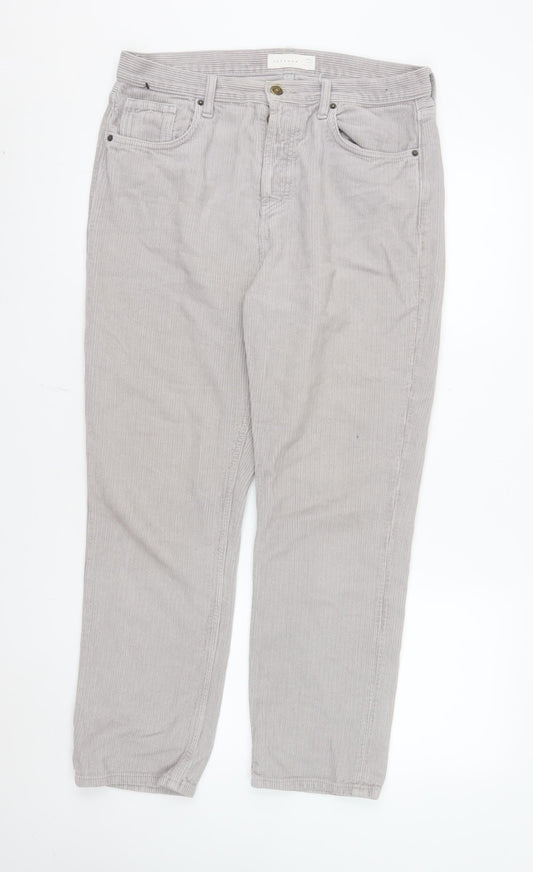 Topshop Women’s Grey Corduroy Chino Trousers Size 12 Regular