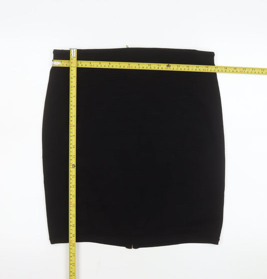 H&M Women’s Black Bandage Short Skirt Size 14 Zip Detail