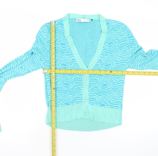 Womens UK Size S Zara Blue Cardigan Jumper