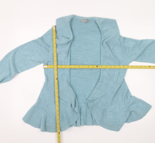 Marks and Spencer Women Blue Size 14 Ruffle Edge Knit Cardigan