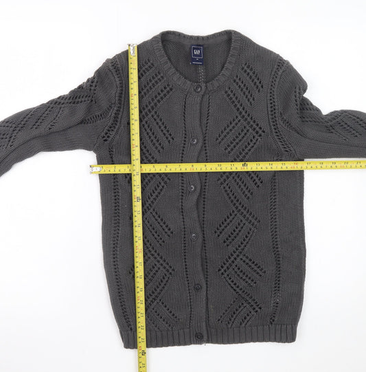 GAP Women’s Grey Open-Knit Cardigan XS Long Sleeve Cotton Blend
