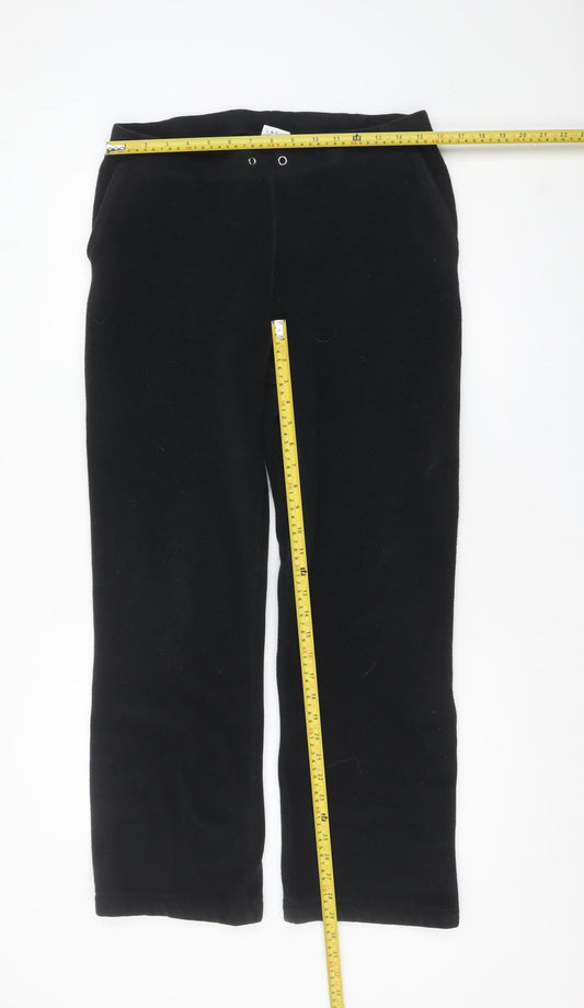 Lands' End Women's Black Fleece Sweatpants Size L Regular Fit