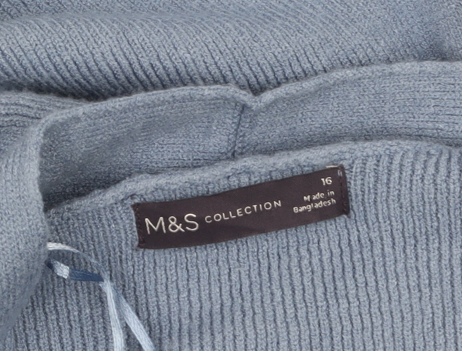 Marks & Spencer Women’s Blue Knit Open Long Sleeve Cardigan Size 16