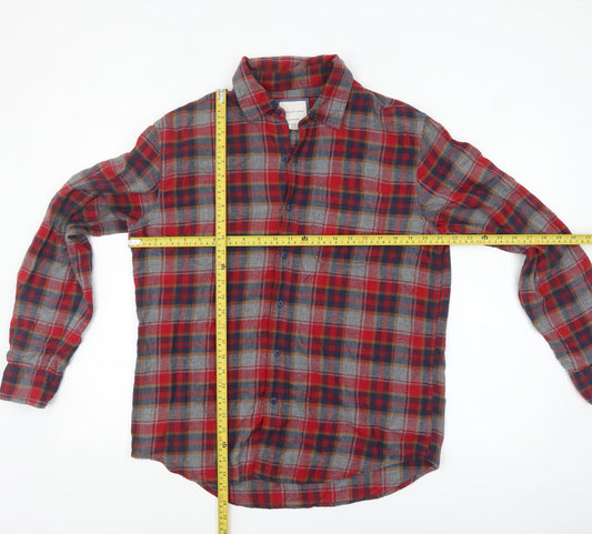 American Eagle Mens Red Plaid Flannel Button-Up Shirt M Regular