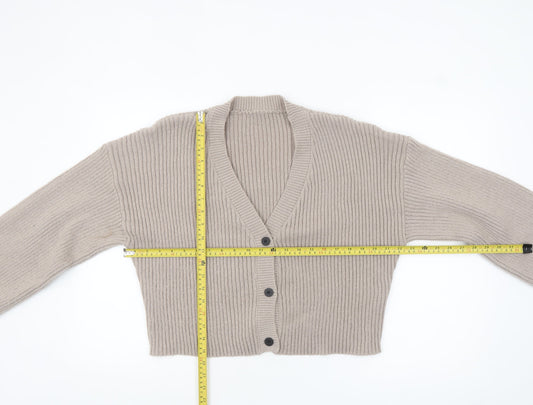 SHEIN Women’s Beige Tall XL Rib-Knit Button Cardigan Jumper