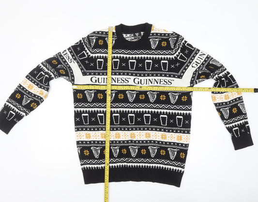 F&F Men’s Black Guinness Christmas Fair Isle Knit Jumper L