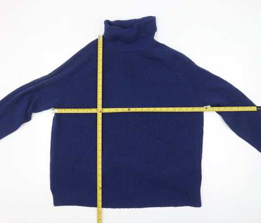 Marks and Spencer Women's Blue Roll Neck Knit Jumper L
