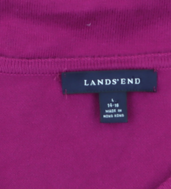 Lands' End Women's Pink Cotton Blend Cardigan L 14-16