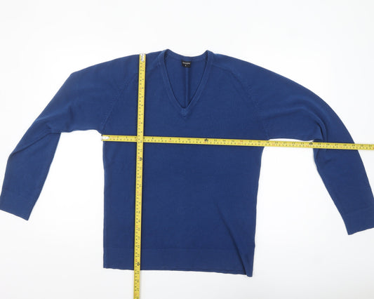 Urban Spirit Men's Blue V-Neck Acrylic Jumper Size S