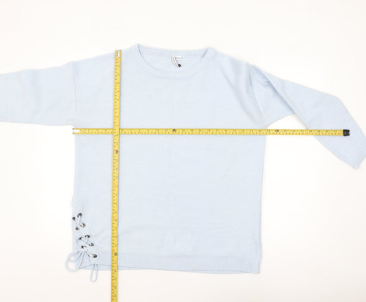 Capsule Women Blue Acrylic Crew Neck Pullover Jumper Size S