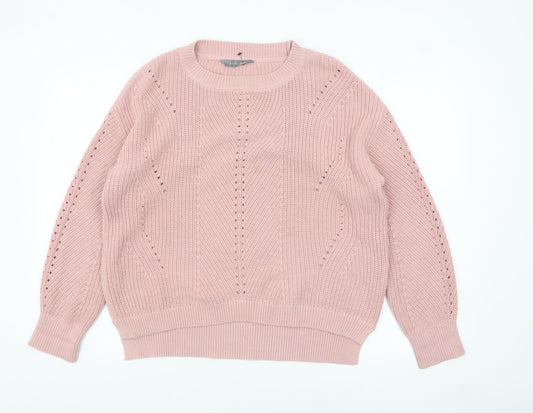 Additional front view of Principles Women Pink Cotton Acrylic Regular Fit Chunky Knit Jumper, size 12