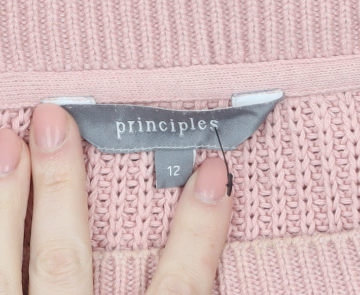 Additional view of Principles Women Pink Cotton Acrylic Regular Fit Chunky Knit Jumper, size 12
