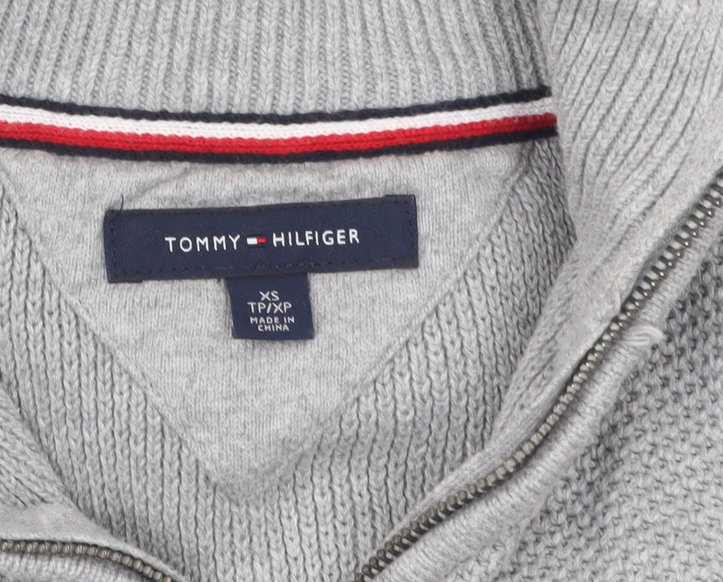 Additional view of Tommy Hilfiger Men's Grey Cotton 1/2 Zip High Neck Jumper XS
