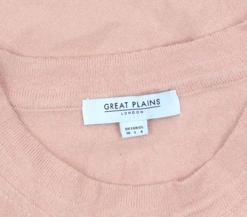 Great Plains Women Pink Relaxed Fit Knit Short Sleeve Jumper Size 10