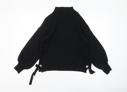 Additional front view of Wild Flower Women's Black High Neck Knit Jumper S