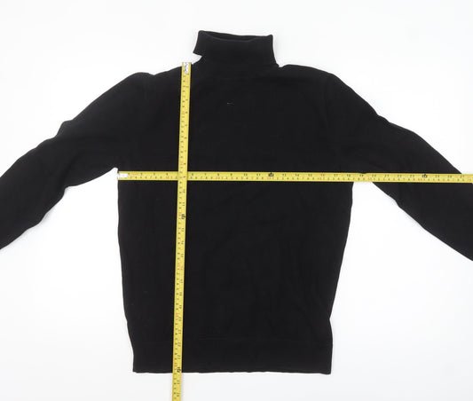 Next Mens Black Roll Neck Cotton Jumper Size S