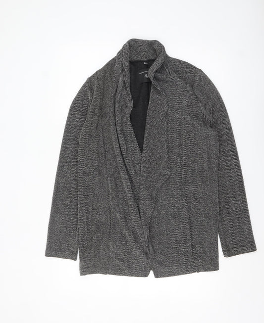 Dorothy Perkins Women Grey Herringbone Open Blazer Jacket Size 10