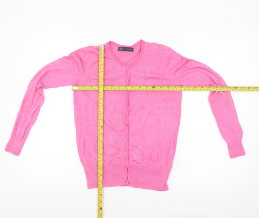 Marks and Spencer Women Pink Cardigan UK 6 Long Sleeve Viscose Blend