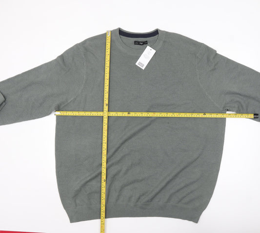 F&F Men’s Grey 3XL Cotton Blend Crew Neck Pullover Jumper