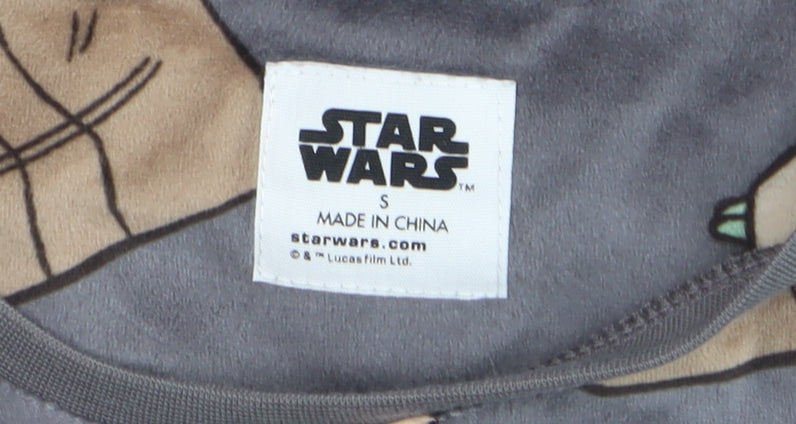 Star Wars Boys Grey Baby Yoda Pyjama Top Small Long Sleeve Fleece