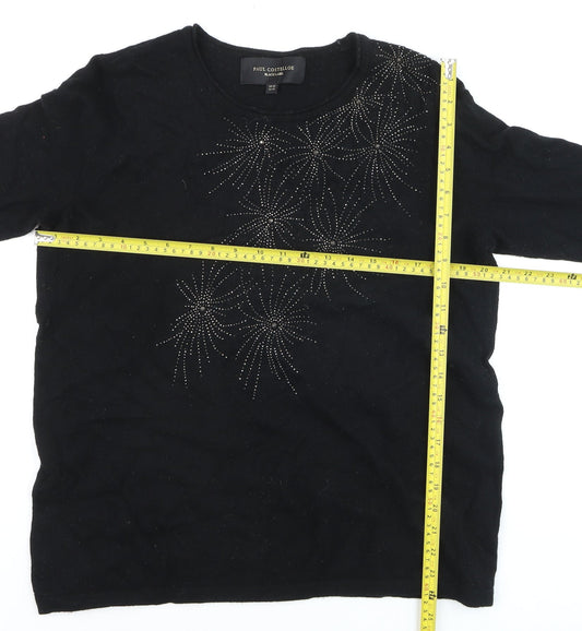 Paul Costelloe Women Black Size 20 Embellished Pullover Jumper