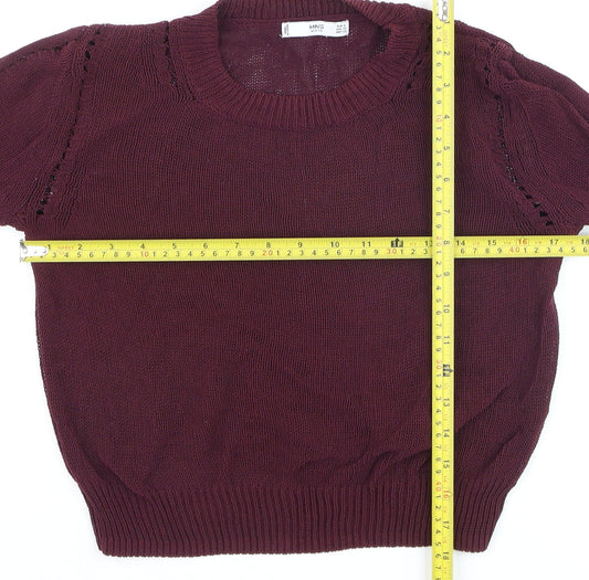 Mango Women's Purple Knit Crew Neck Pullover Jumper Size 6
