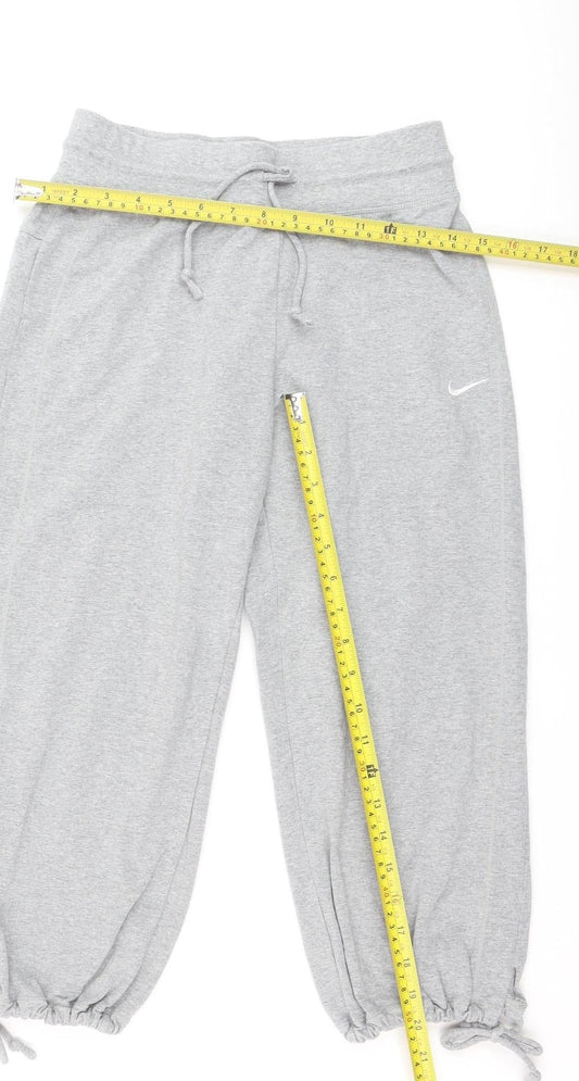 Nike Women's Grey Cropped Jogger Trousers Size Small Lightweight