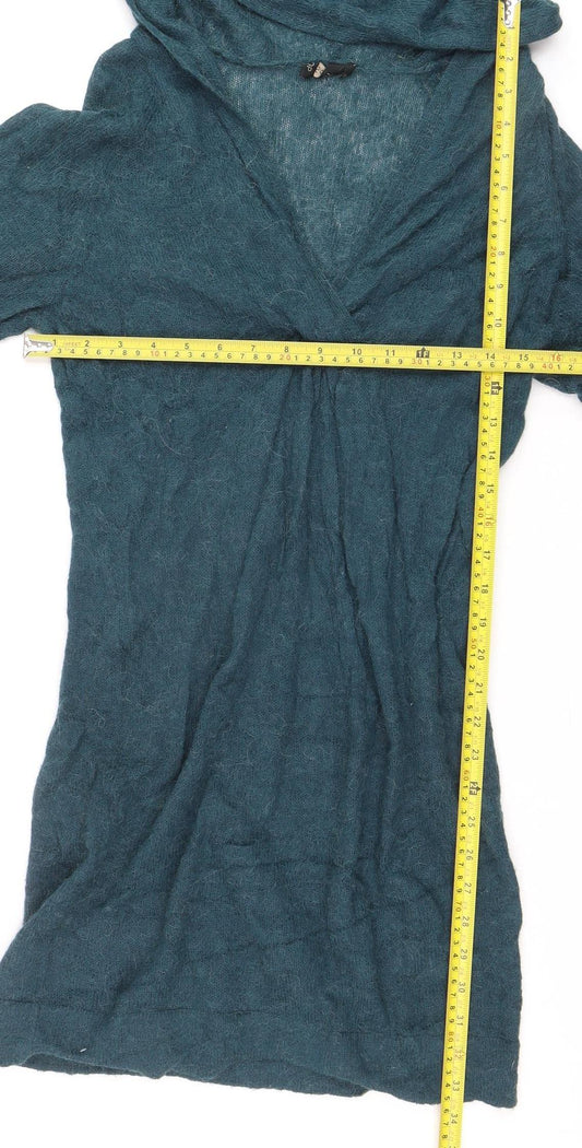 ASOS Women's Green Alpaca Blend Hooded Tunic Jumper Size 10